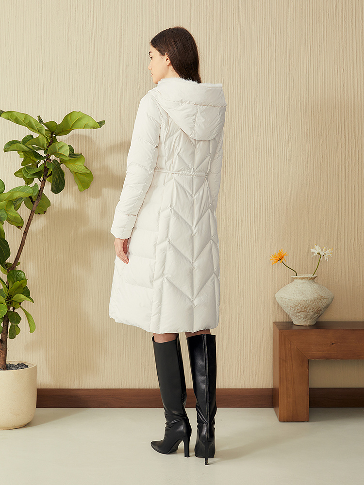 【厚实高克重】YINER音儿专选2025春季新款保暖水貂毛条长羽绒服8C65108126