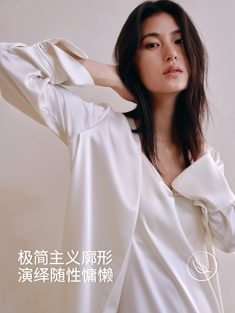 极简风醋酸衬衫外套8J35227120