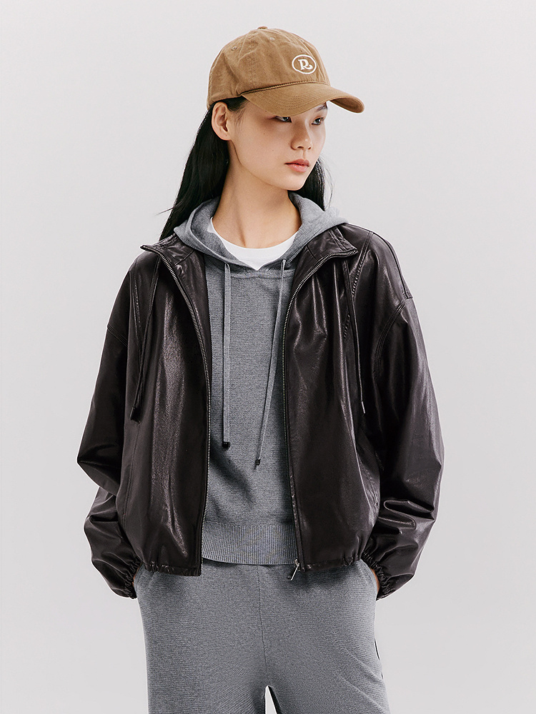 XII BASKET十二篮26春新款黑色羊皮夹克女酷飒机车风气质短款真皮衣外套7C36109030