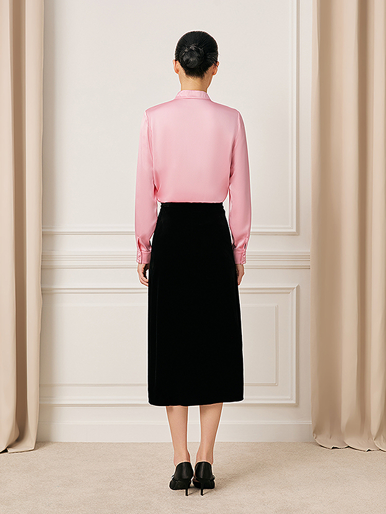 【100桑蚕丝】Song of Song歌中歌2026春新款珍珠光泽感立领上衣5C36130090