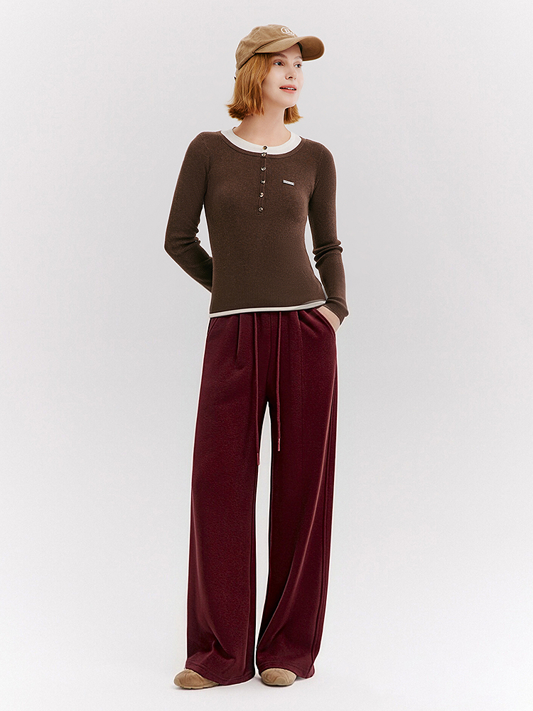 XII BASKET十二篮专选26春新款软糯醋酸羊驼毛阔腿裤7C66120360