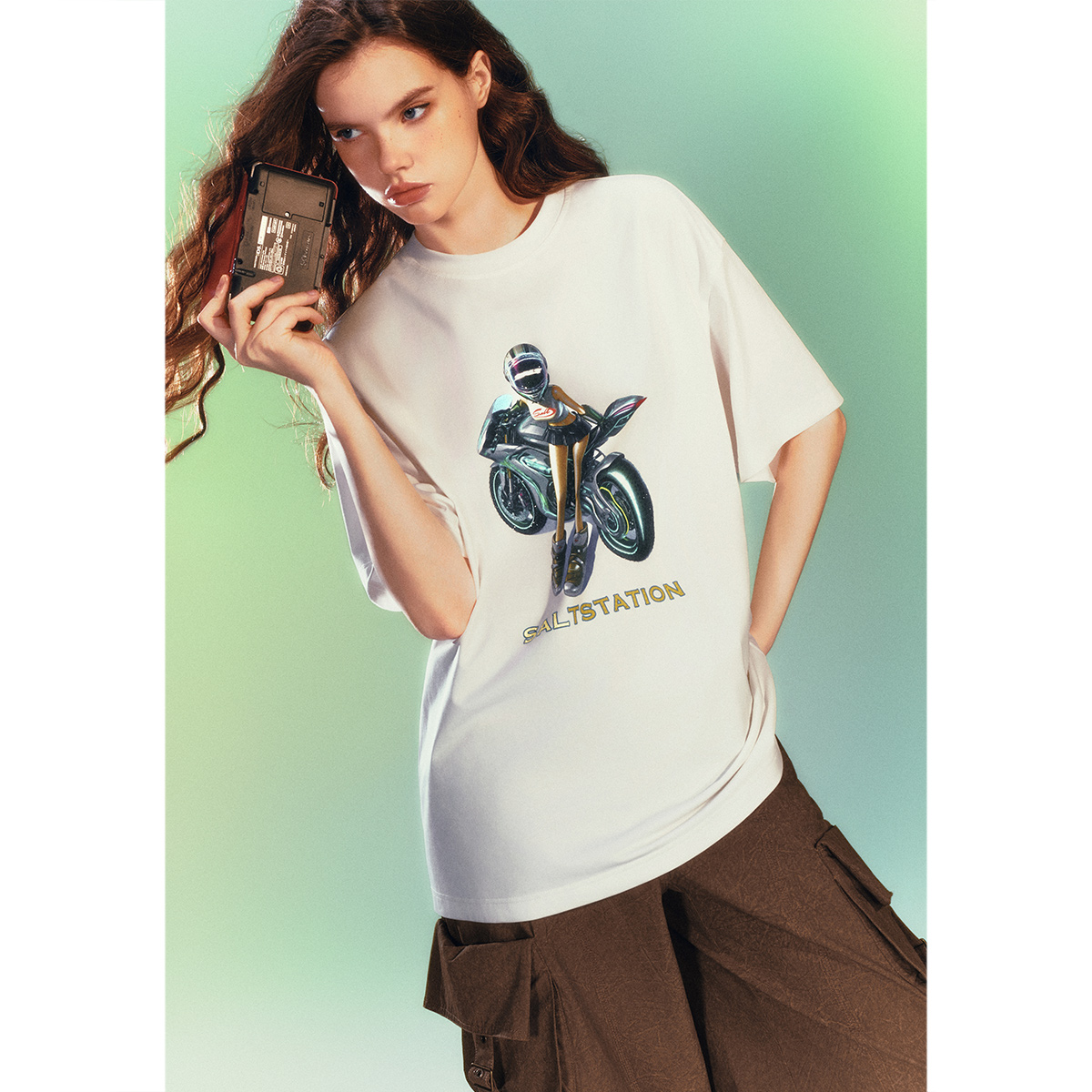 SALT.P可颜 2026夏季新款“机车少女”oversizeT恤AC36260060