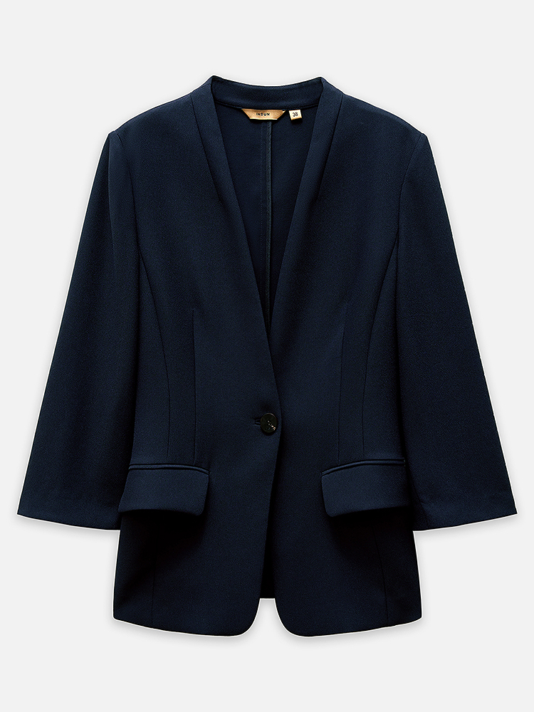 INSUN恩裳专选2025夏季无领设计一粒扣职业西装9C65210010