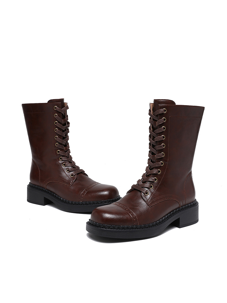 XII BASKET十二篮25冬时尚厚底英伦风真皮马丁靴7C35592040