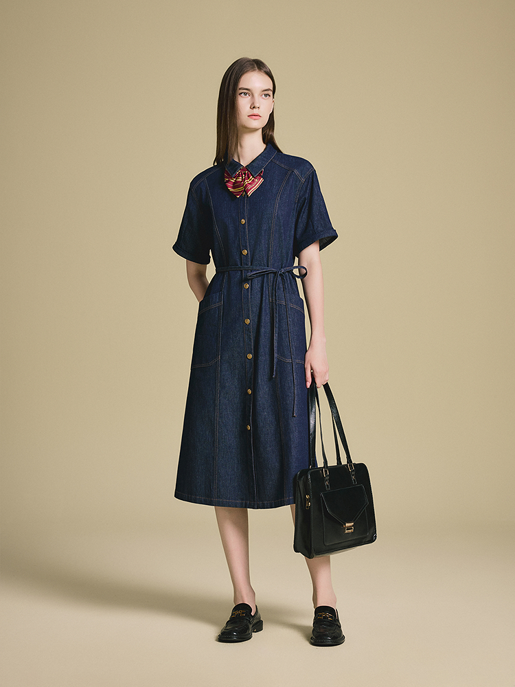 PSALTER诗篇 复古收腰牛仔连衣裙6C65205443