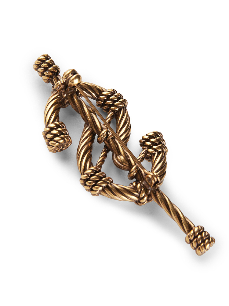 INSUN恩裳2024秋季复古金色几何编织女士胸针9C34394010