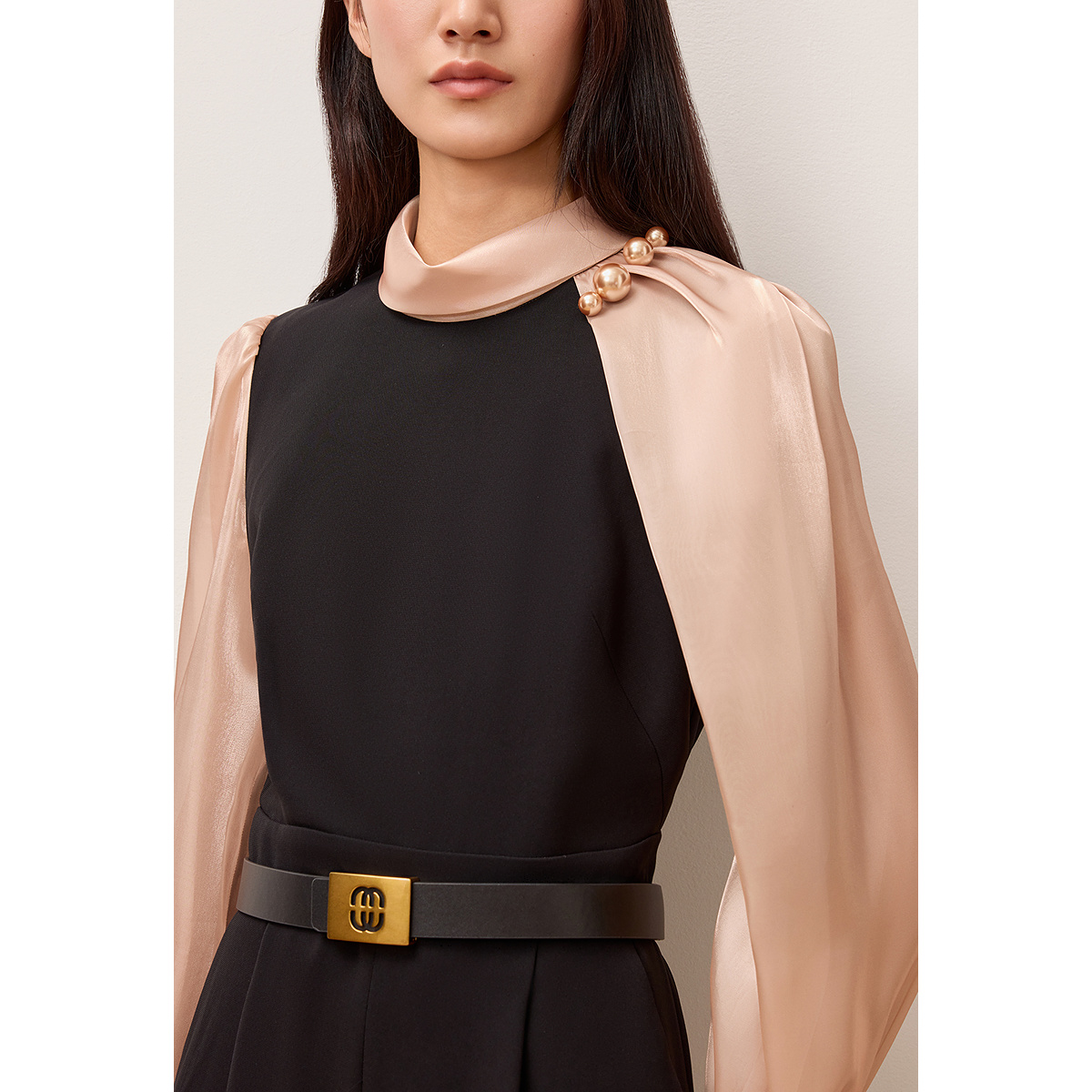 OBBLIGATO奥丽嘉朵2025夏季新品黑色解构设计时尚连体服1C65302010