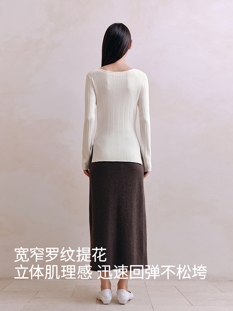 立体竖纹德绒羊毛针织衫8J35327180