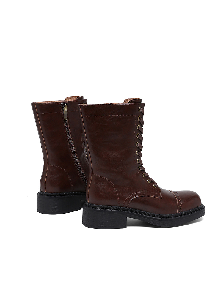 XII BASKET十二篮25冬时尚厚底英伦风真皮马丁靴7C35592040