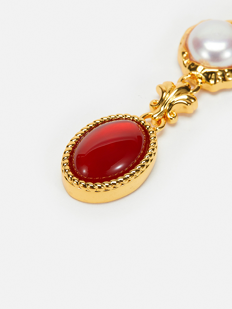 SongofSong歌中歌2024冬季金色红玛瑙装饰耳环5C34594020