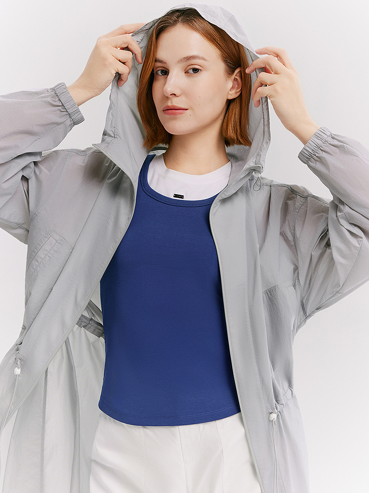 XII BASKET十二篮26夏新款轻薄负离子抗菌连帽收腰户外中长防晒风衣7C36207010