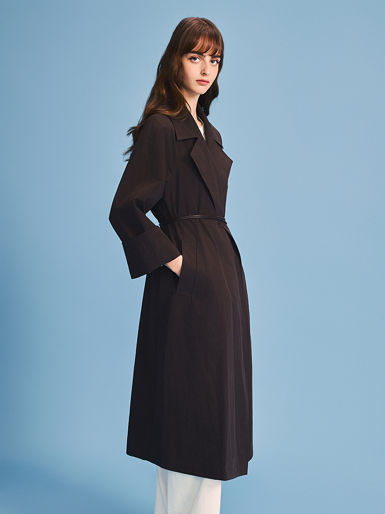 PSALTER诗篇 2026春季新款气质长款风衣6C66107043 配腰带