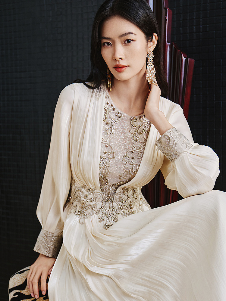 OBBLIGATO奥丽嘉朵2026春季新款重工钉珠高级定制连衣裙1C36105260