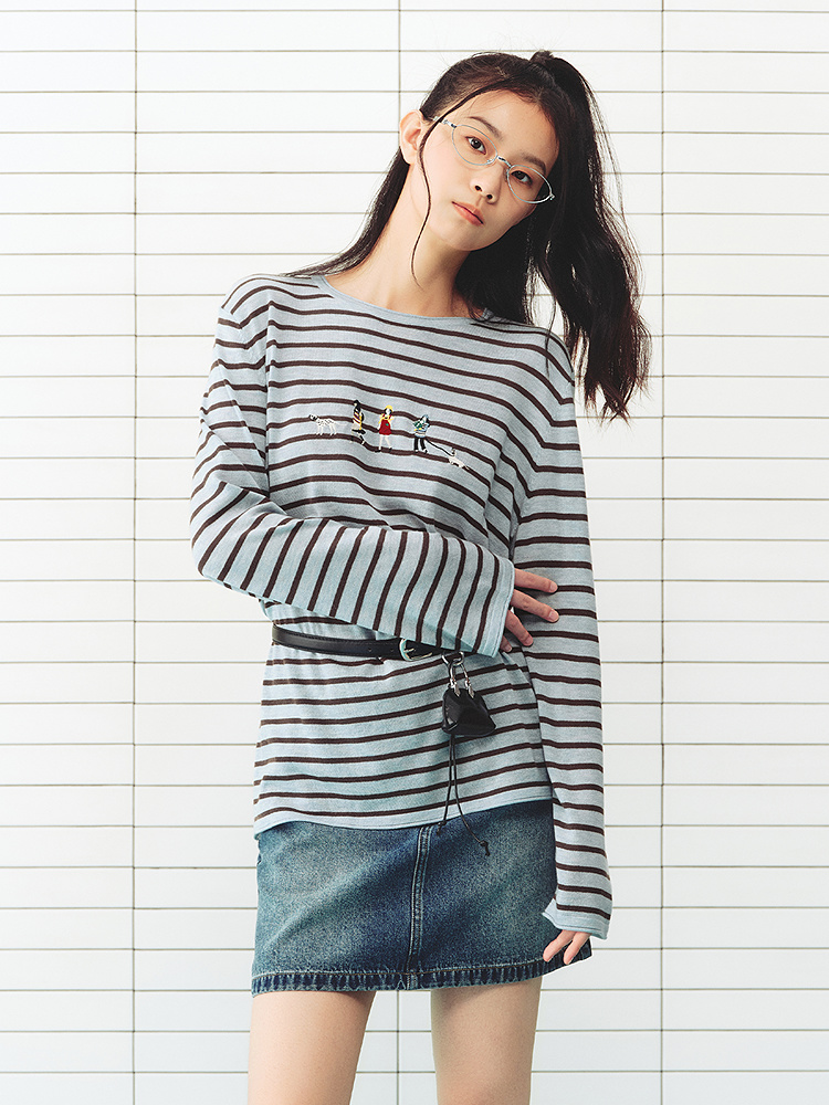 ToyzY2026春季新款趣味人物绣花亲肤T恤ZC36106790