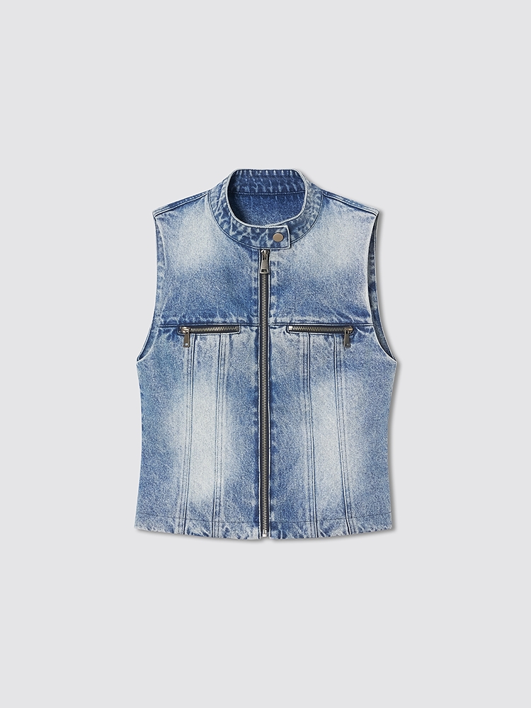 SALT.P可颜 2026春季新款复古蓝收腰牛仔马甲AC36101030