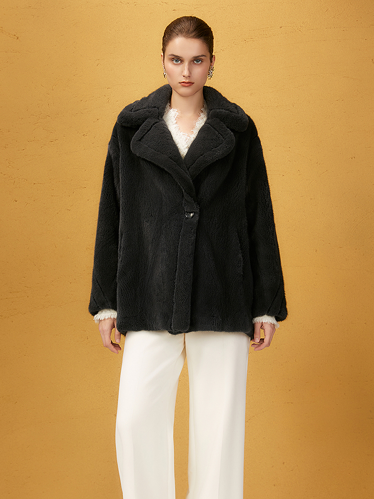 Song of Song歌中歌2025冬季新品深灰丹麦紫金貂绒星空灰泰迪熊廓形水貂皮草5C65509316