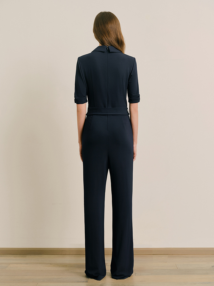 OBBLIGATO奥丽嘉朵2025夏季藏蓝色商务气质连体裤1C35202090