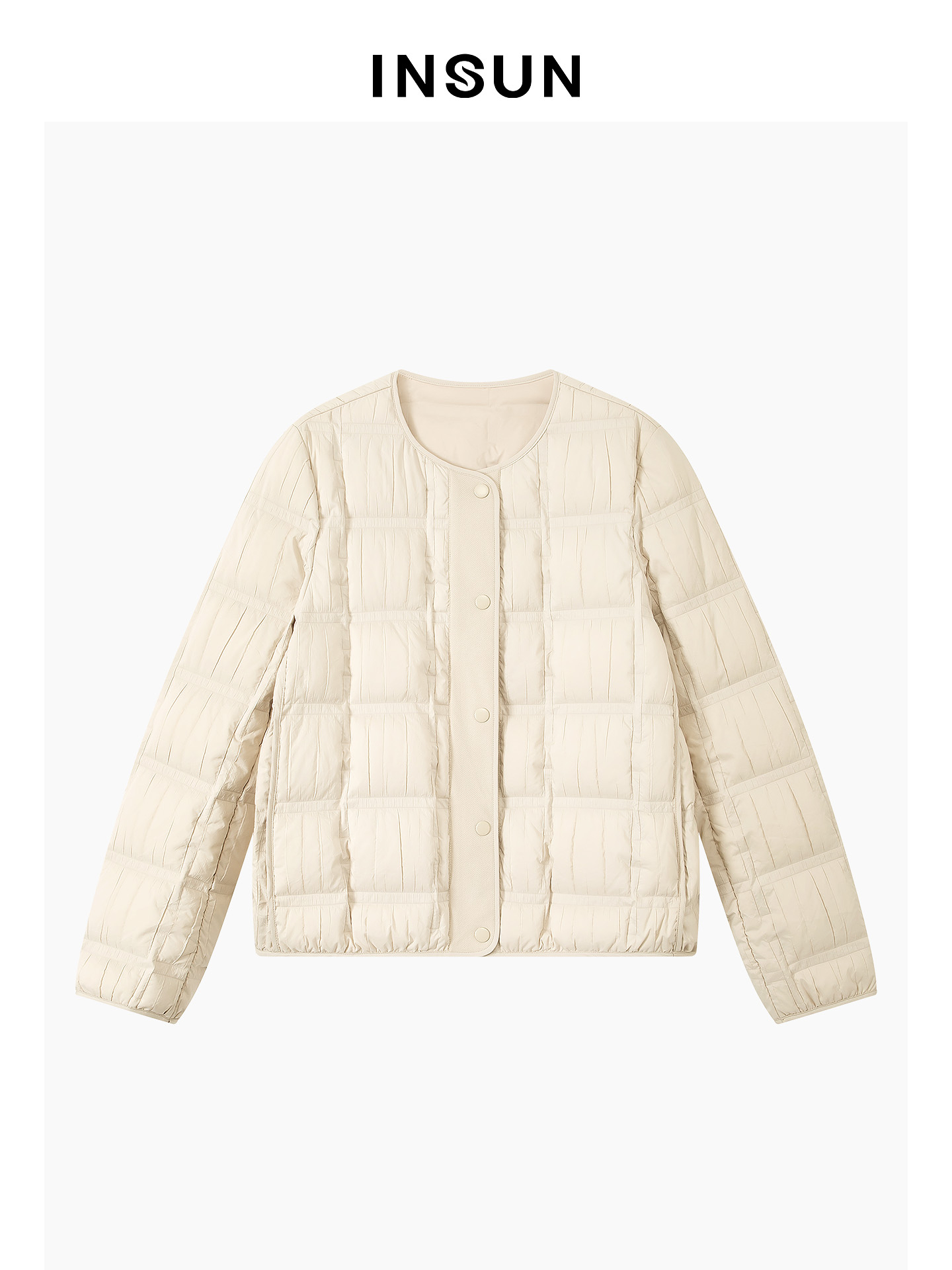 INSUN恩裳专选2026春季圆领H型轻量短款鹅绒服9C66108500