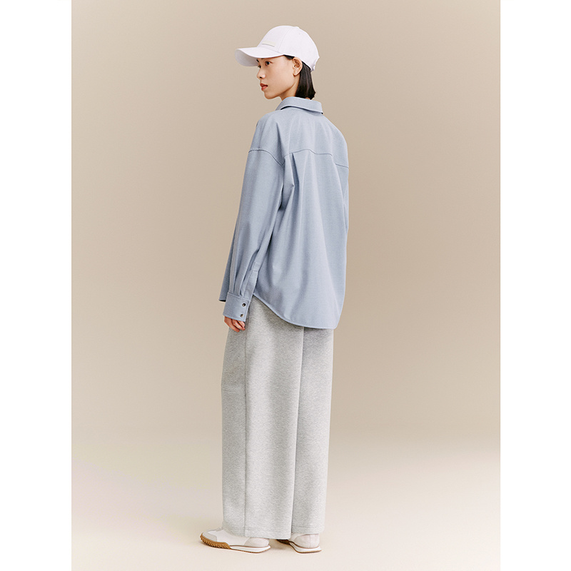 XII BASKET十二篮商场25冬新款百搭通勤宽松高级雾霾蓝衬衫7C35530010