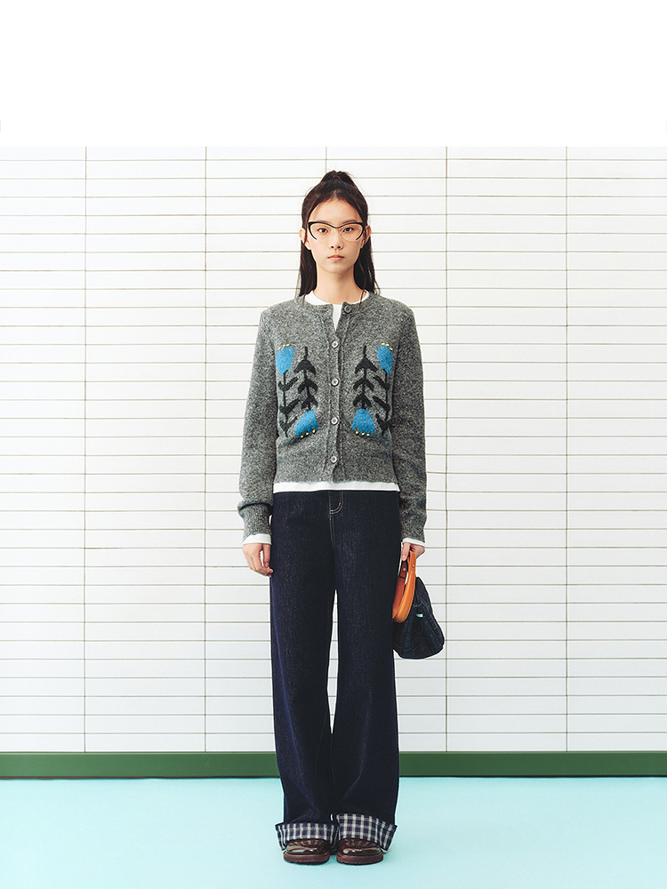 ToyzY2026春季新款花朵提花羊毛针织衫ZC36106690