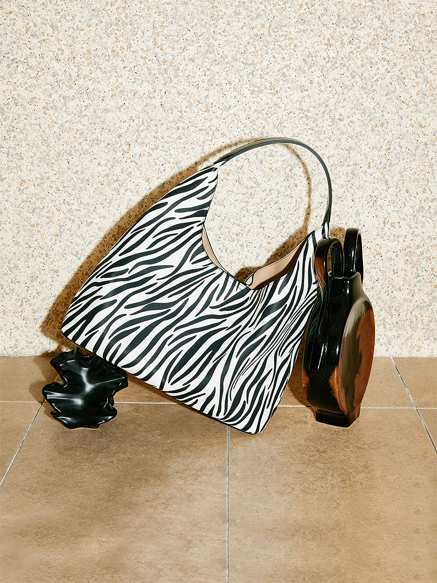 COVERINS2026夏新款黑色牛皮革斑马纹手拎包CC36291010