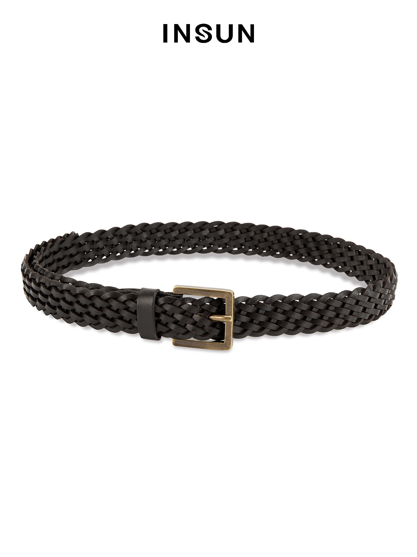 INSUN恩裳2026春季经典方形金属扣头牛皮腰带9C36195030