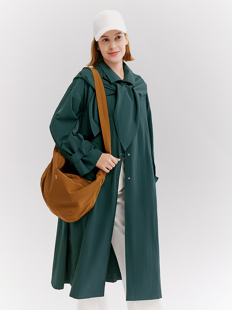 XII BASKET十二篮26春新款解构感拼接廓形风衣连帽通勤长风衣外套7C36107380