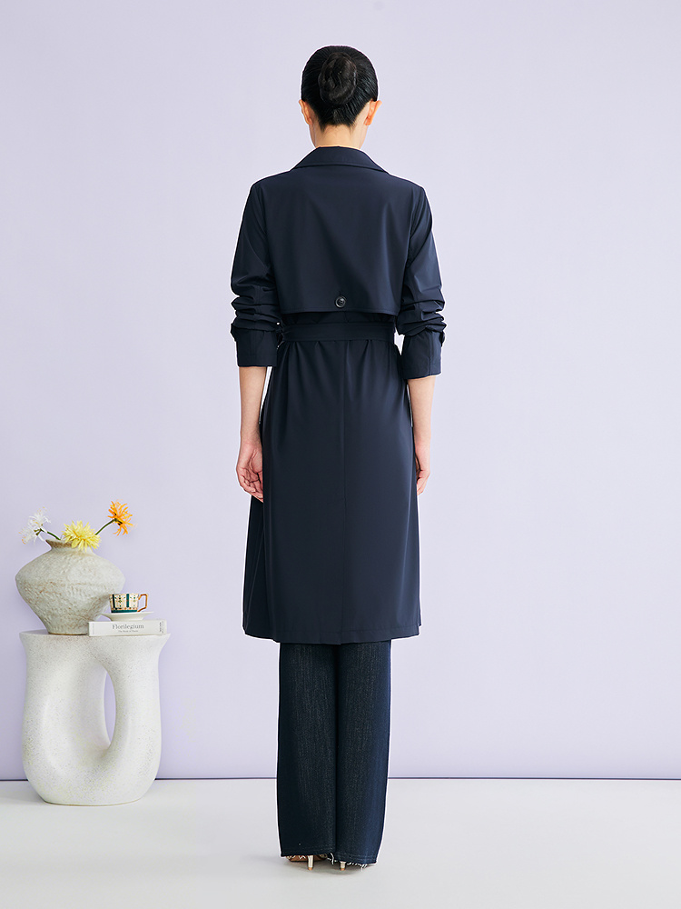 YINER音儿2026春季新款时尚西装翻领可拆卸腰带中长款风衣外套8C36107060