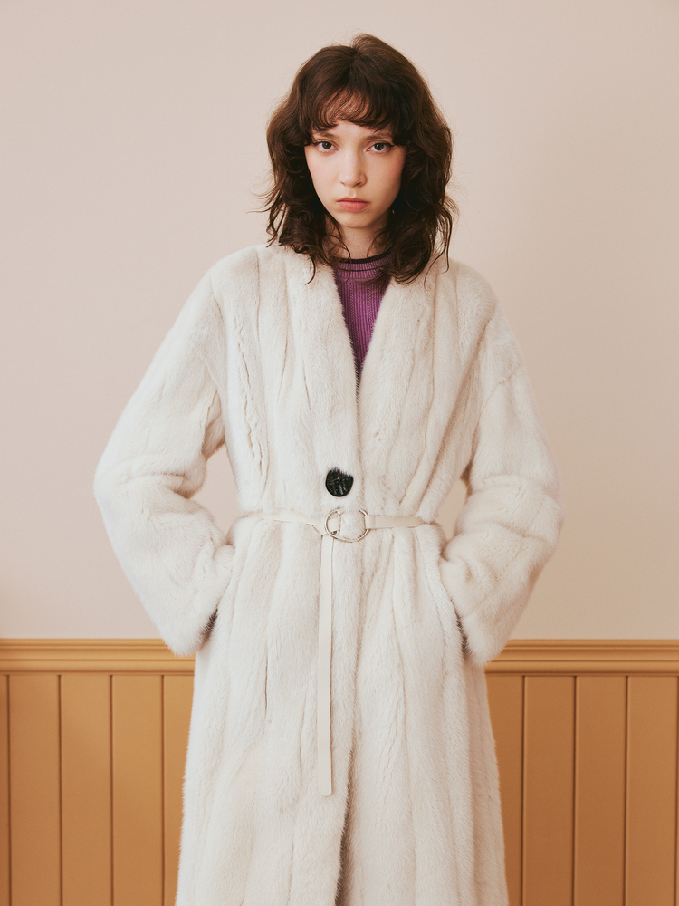 PSALTER诗篇 长款优雅整貂皮草外套6C63509135  