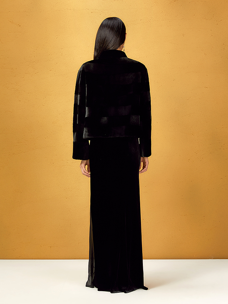 Song of Song歌中歌2025冬季新款进口皇冠天鹅绒短款皮草上衣5C65509326