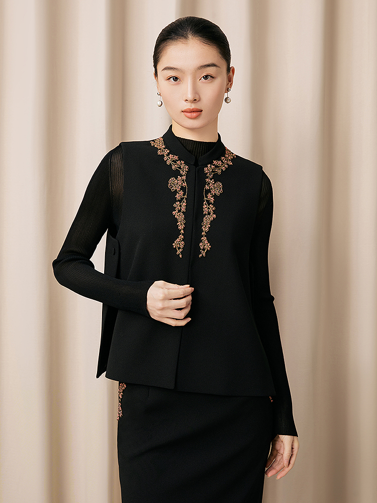 Song of Song歌中歌2026春季新品经典黑刺绣马甲5C36101170