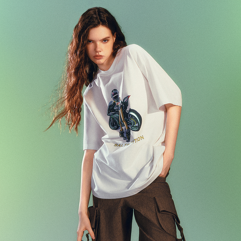 SALT.P可颜 2026夏季新款“机车少女”oversizeT恤AC36260060