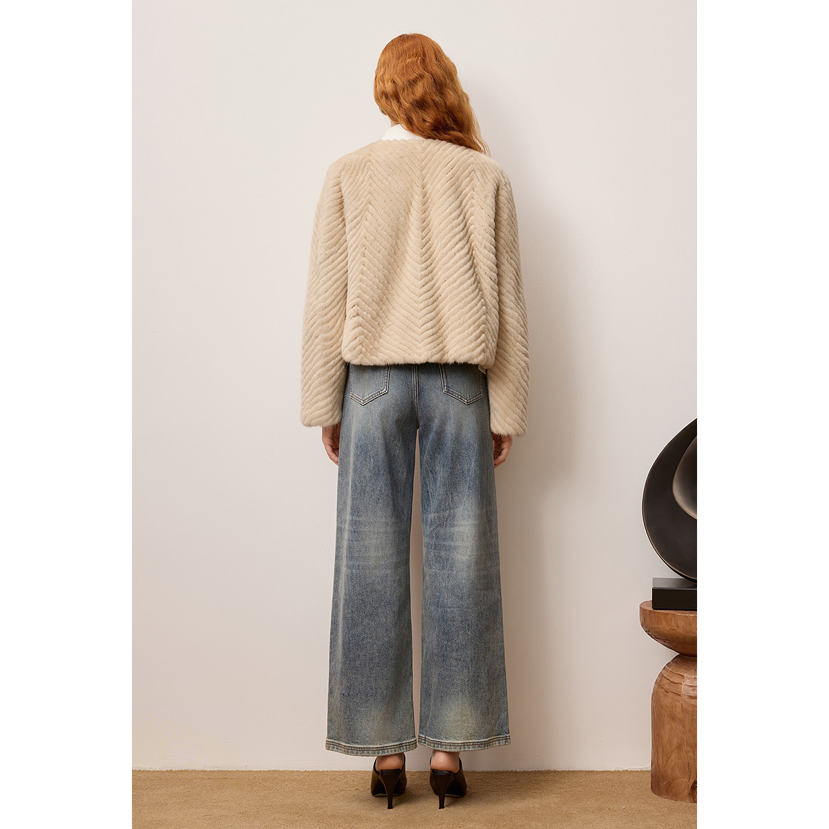 OBBLIGATO奥丽嘉朵2025秋冬季新品浅金奢华水貂毛皮草外套1C35309510