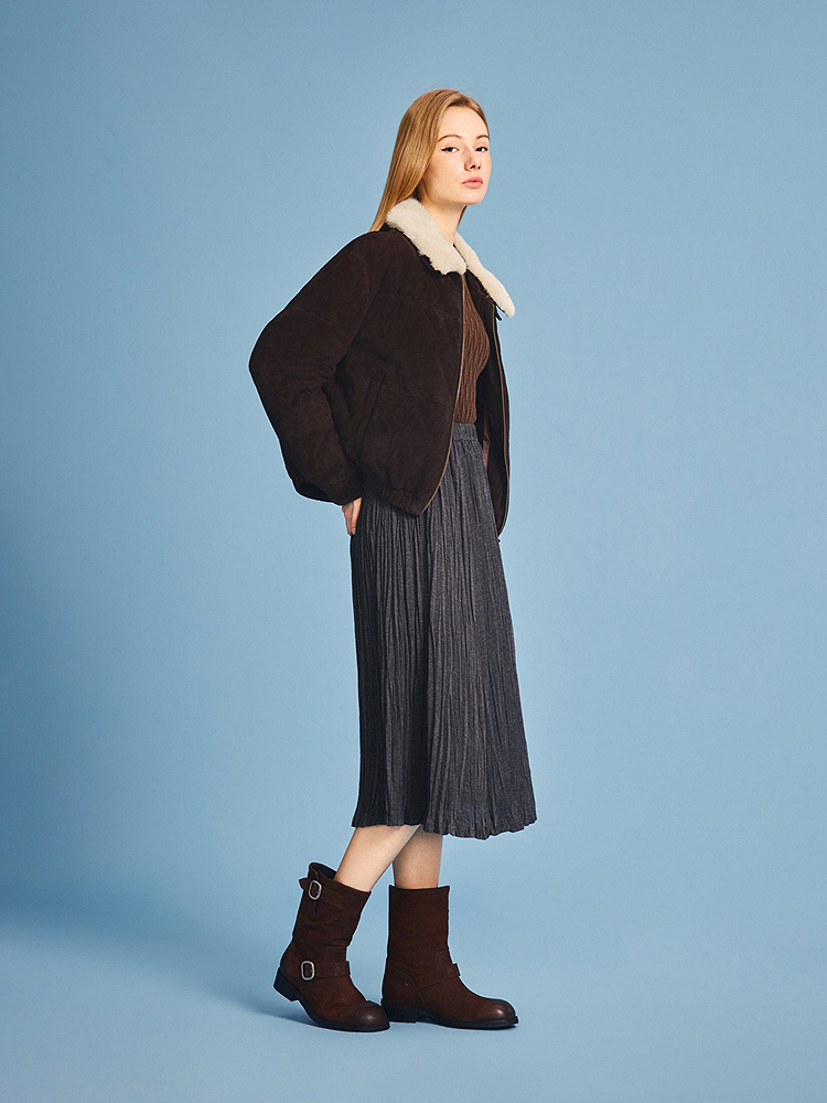 PSALTER诗篇 2026春季新款复古港风绒绵羊皮鹅绒服6C66109093