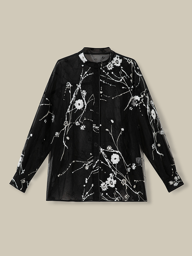 【梅花刺绣】Song of Song歌中歌2026春季泼墨绣花新中式罩衫5C36130160