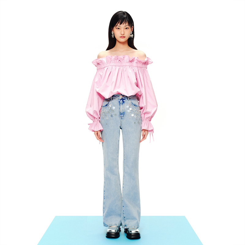 【切货下架】SALT.P可颜 2024年春季立体荷叶领可拆卸肩带单上衣AC34170060