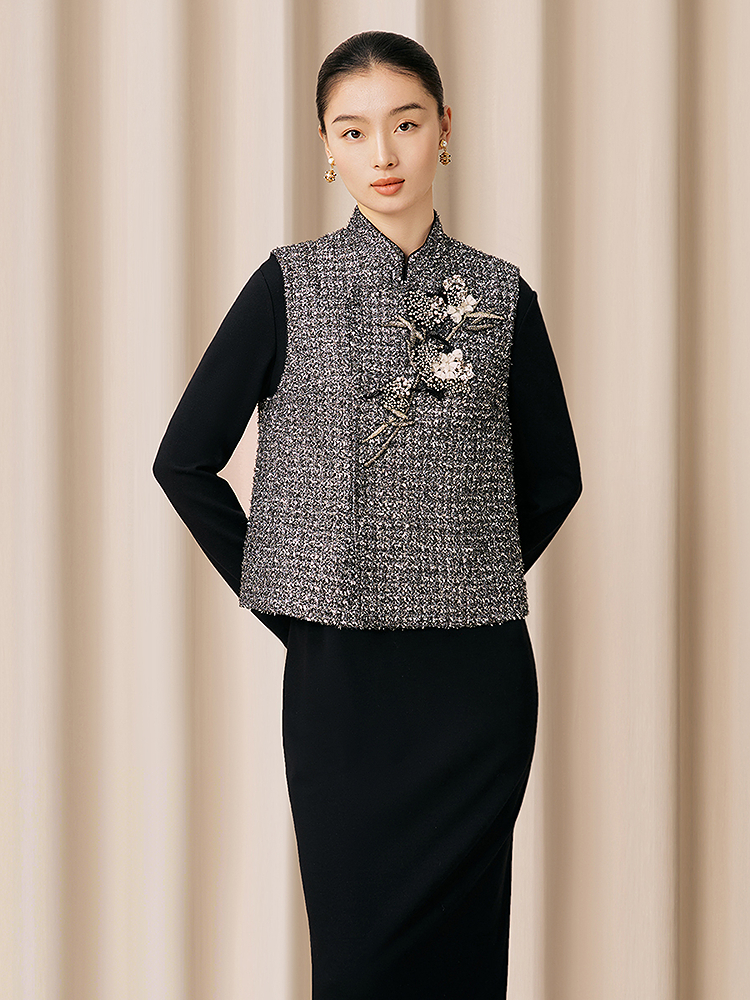 Song of Song歌中歌2026春季新品花卉钉珠点缀高定马甲上衣5C36101025