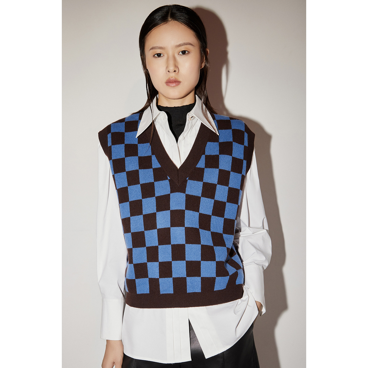 (一口价)恩裳COVER冬季2022新款时尚慵懒风舒适纯羊毛休闲百搭毛织衫背心CC32540010