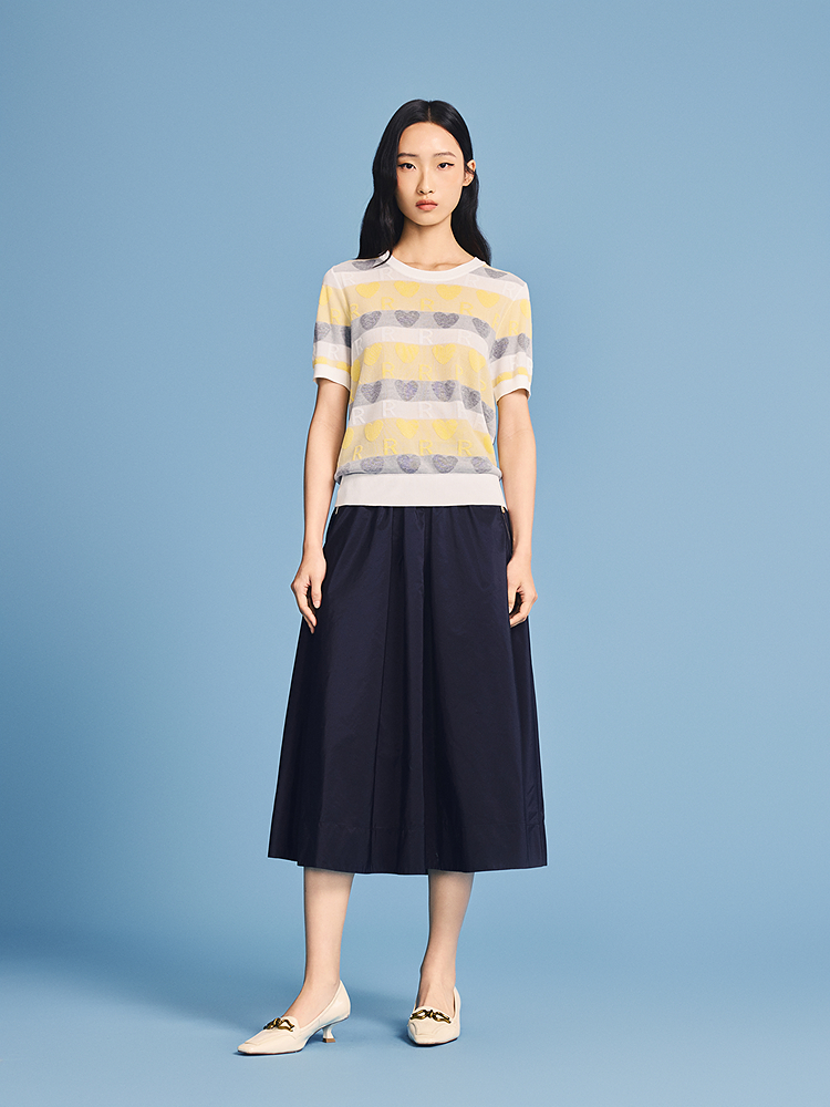 PSALTER诗篇 2026夏季新款撞色爱心天丝针织衫6C66206443