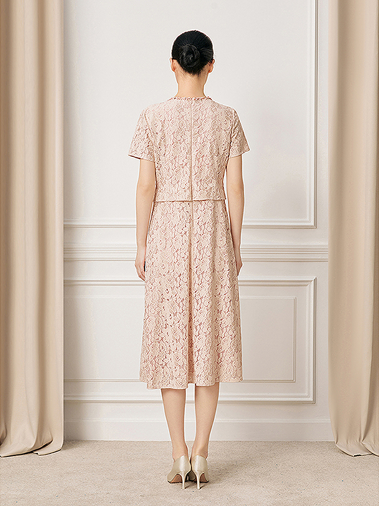 【高定蕾丝】Song of Song歌中歌2026夏新款蕾丝钉珠点缀优雅连衣裙5C66205130