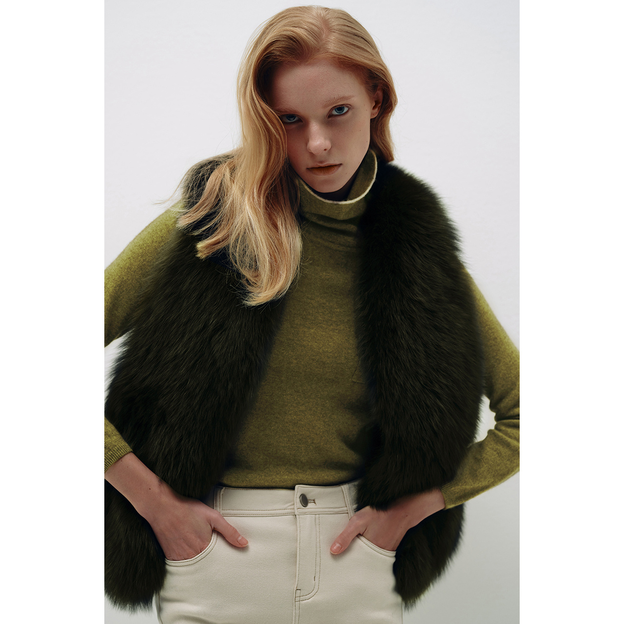 (一口价)【银灰墨绿预售12月3日前发货】恩裳COVER 2022冬季新品皮草马甲CC52540020