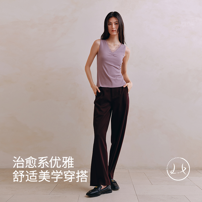 蕾丝德绒蚕丝磨毛带杯背心8J35527020