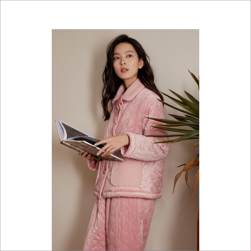 YINER LIFE 女士绗缝加厚光泽质感家居套装8J52505110