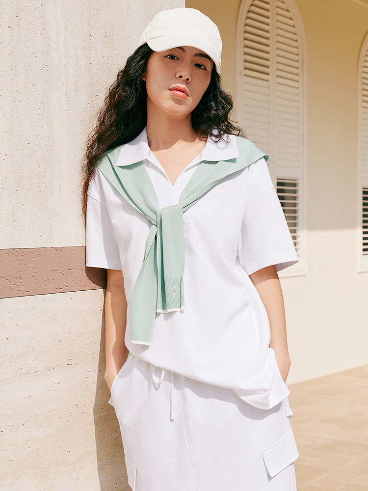 XII BASKET十二篮26夏新款松弛感通勤休闲翻领短袖T恤7C36270020