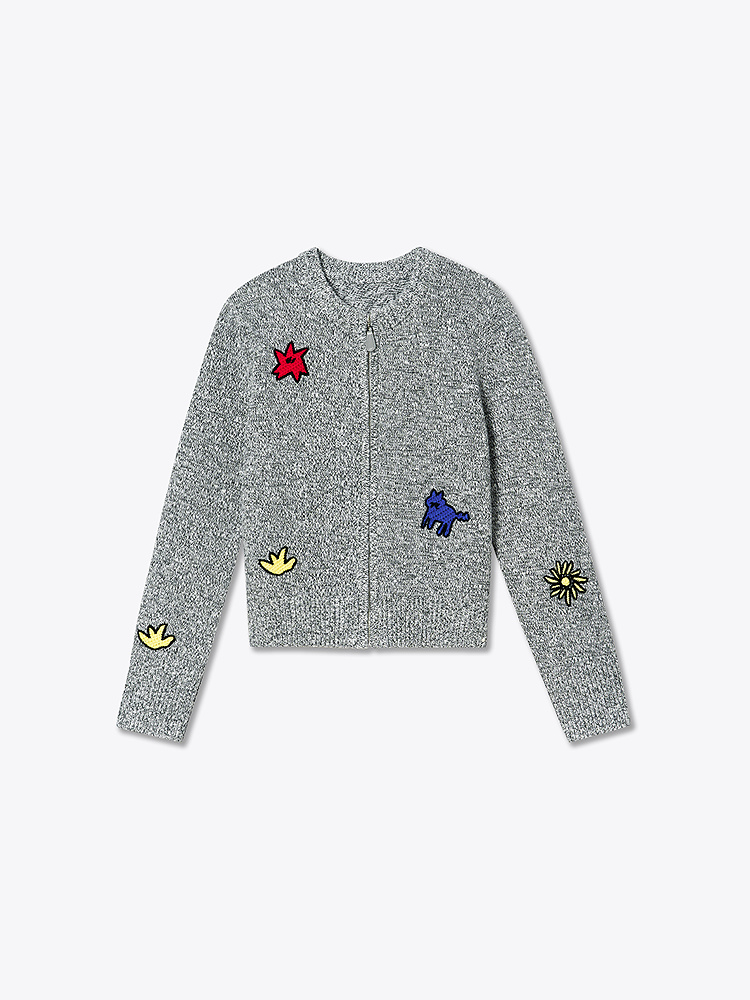 ToyzY2026春季新款趣味绣花拉链毛针织衫ZC36106800