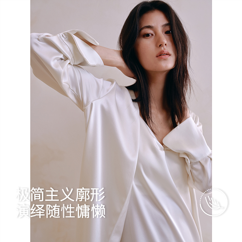 极简风醋酸衬衫外套8J35227120