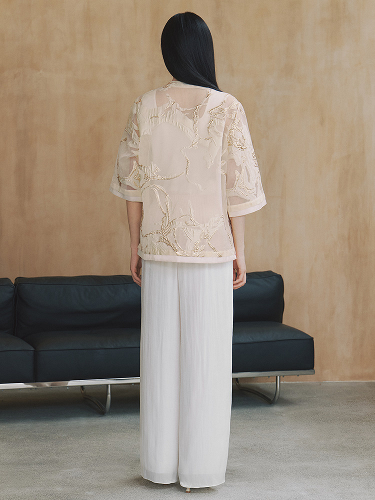 OBBLIGATO奥丽嘉朵2026早秋新款新中式盘扣钉珠圆领薄款上衣外套1C36310130