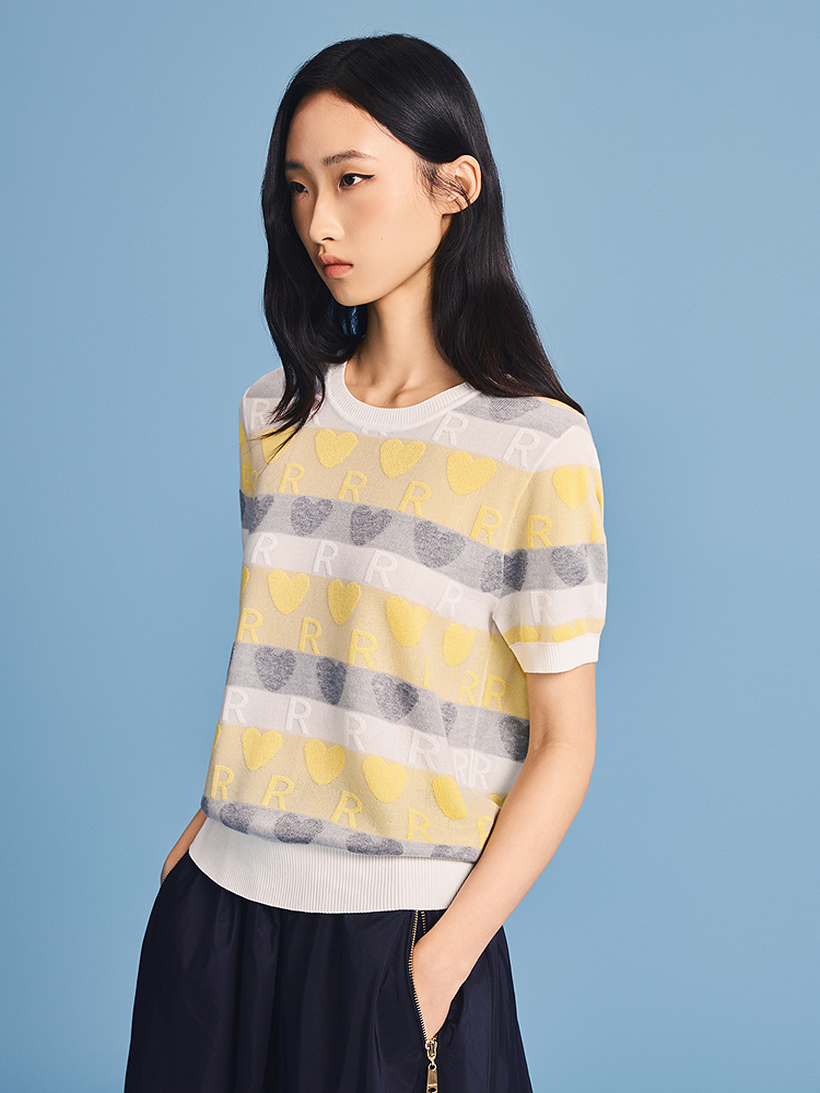 PSALTER诗篇 2026夏季新款撞色爱心天丝针织衫6C66206443