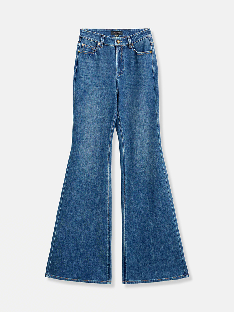 YINER音儿2026春季新款时尚复古通勤水洗棉弹显瘦休闲喇叭裤8C36120190