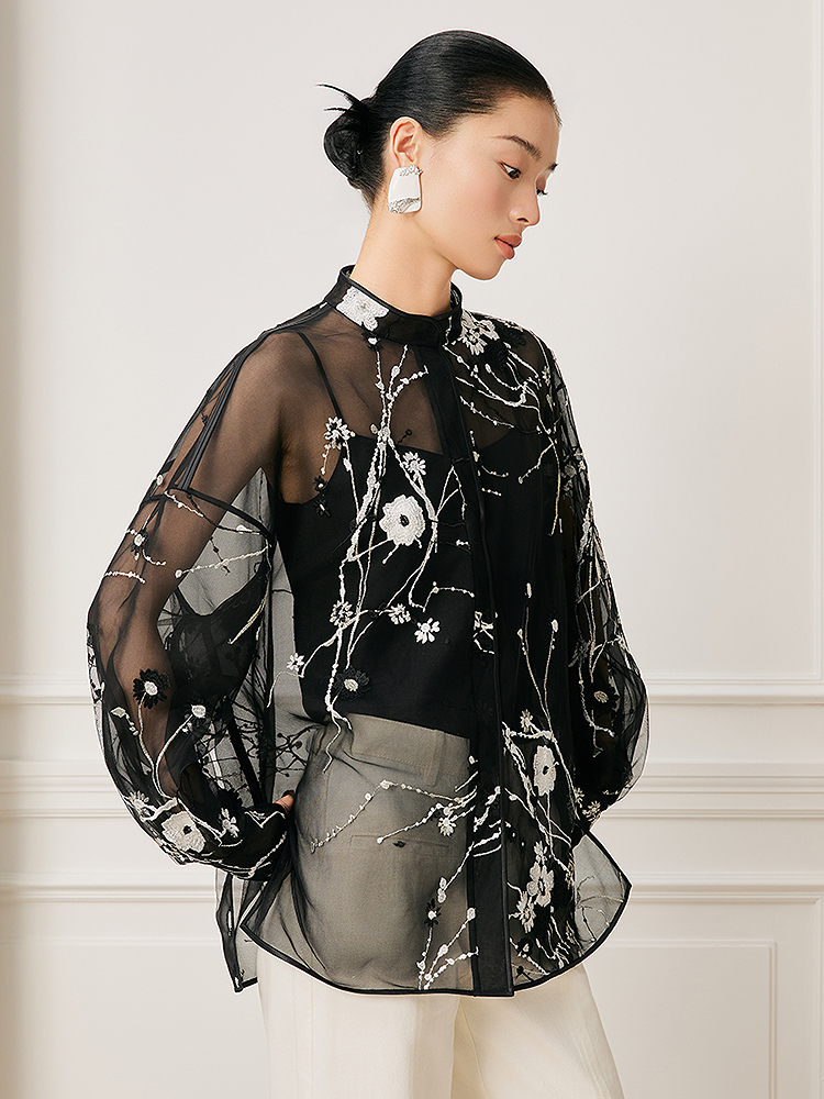 【梅花刺绣】Song of Song歌中歌2026春季泼墨绣花新中式罩衫5C36130160